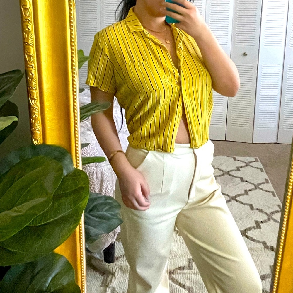 Yellow striped Button shirt